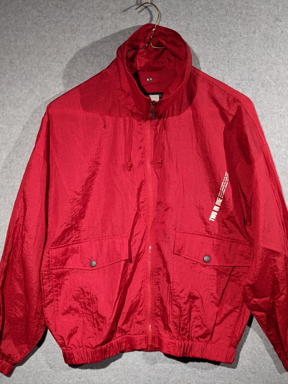 DESCENTE Jacket Red Nylon Men's Windbreaker Skiwear Two In One - Size M Y2K?